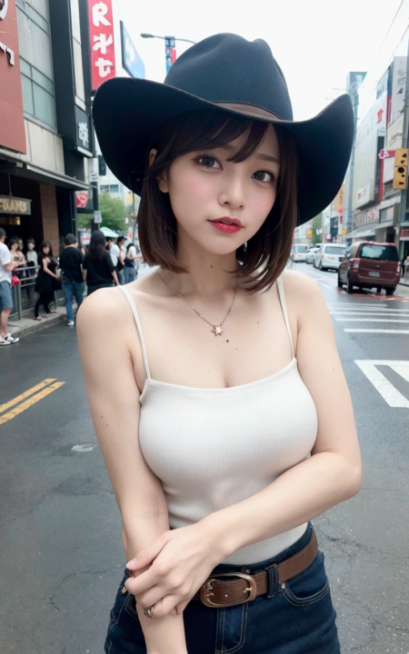 AIグラビア写真　セクシー　エロ画像　巨乳　女の子　お尻　街中