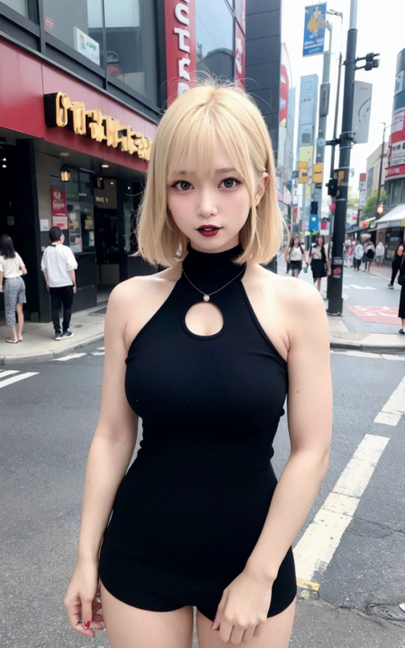 AIグラビア写真　セクシー　エロ画像　巨乳　女の子　お尻　街中