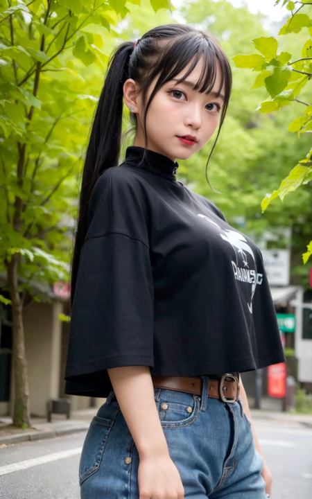 AIグラビア写真　セクシー　エロ画像　巨乳　女の子　お尻　街中