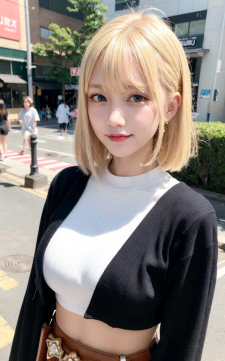 AIグラビア写真　セクシー　エロ画像　巨乳　女の子　お尻　街中