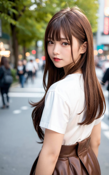 AIグラビア写真　セクシー　エロ画像　巨乳　女の子　お尻　街中