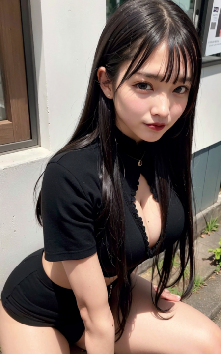 AIグラビア写真　セクシー　エロ画像　巨乳　女の子　お尻　街中