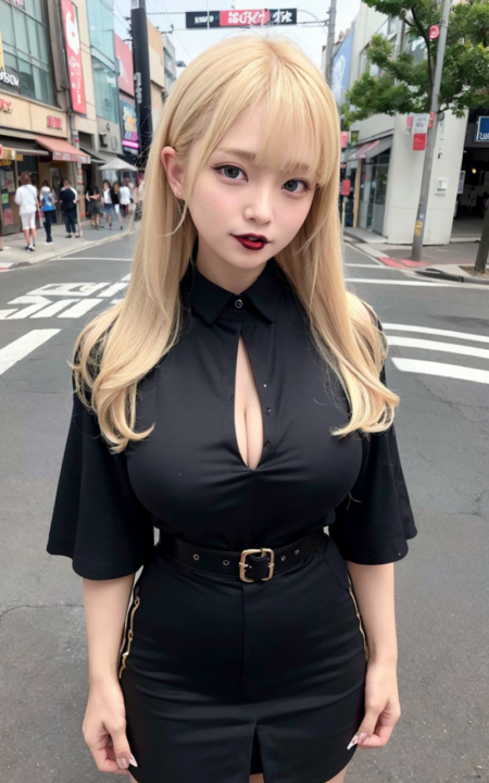 AIグラビア写真　セクシー　エロ画像　巨乳　女の子　お尻　街中