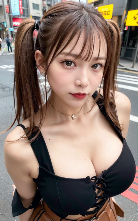 AIグラビア写真　セクシー　エロ画像　巨乳　女の子　お尻　街中