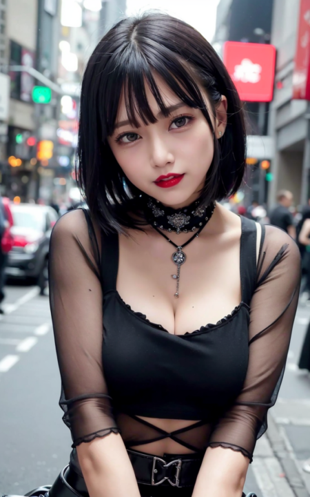 AIグラビア写真　セクシー　エロ画像　巨乳　女の子　お尻　街中