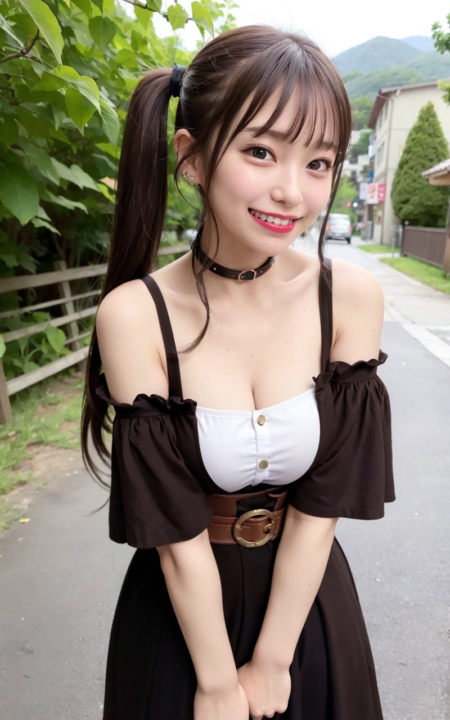 AIグラビア写真　セクシー　エロ画像　巨乳　女の子　お尻　街中