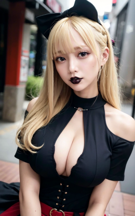 AIグラビア写真　セクシー　エロ画像　巨乳　女の子　お尻　街中