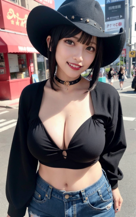 AIグラビア写真　セクシー　エロ画像　巨乳　女の子　お尻　街中