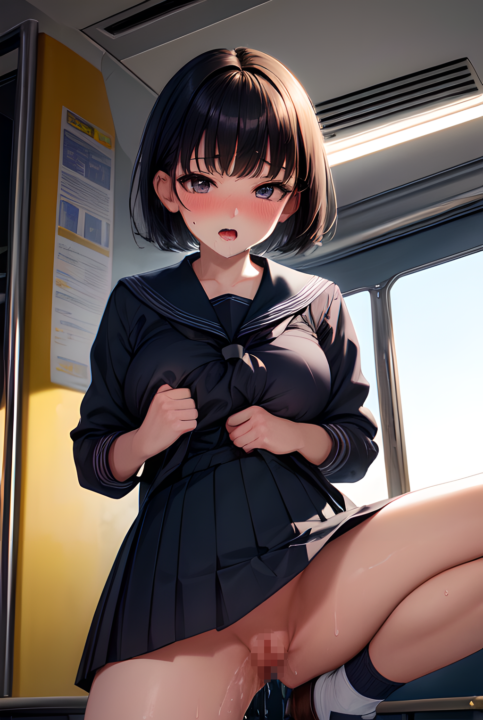 AIグラビア写真　セクシー　エロ画像　巨乳　制服JK 女の子　二次